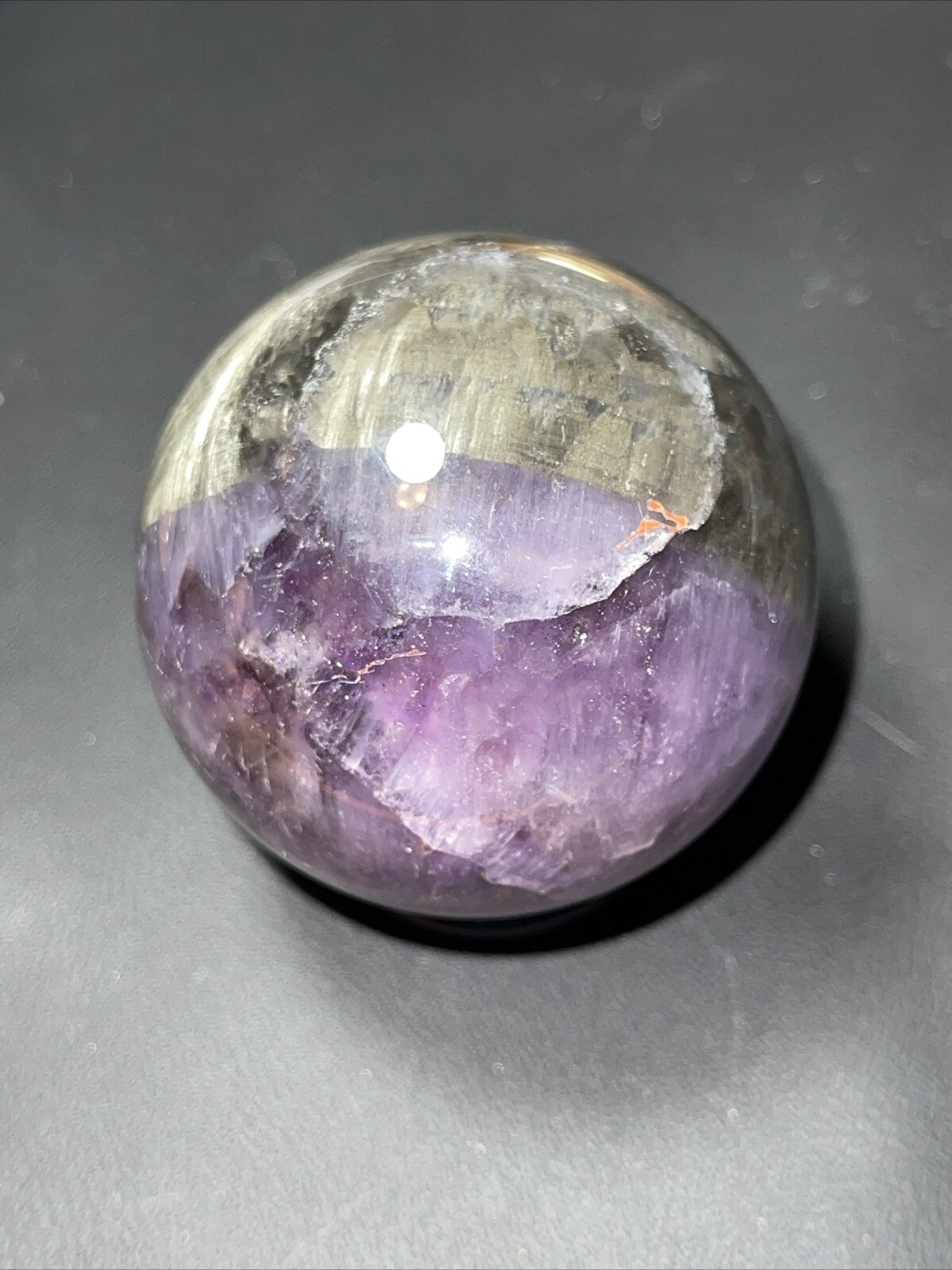 Auralite 23 Crystal Sphere Ball Orb Excellent Flash And a Rainbow 52.2mm 196g