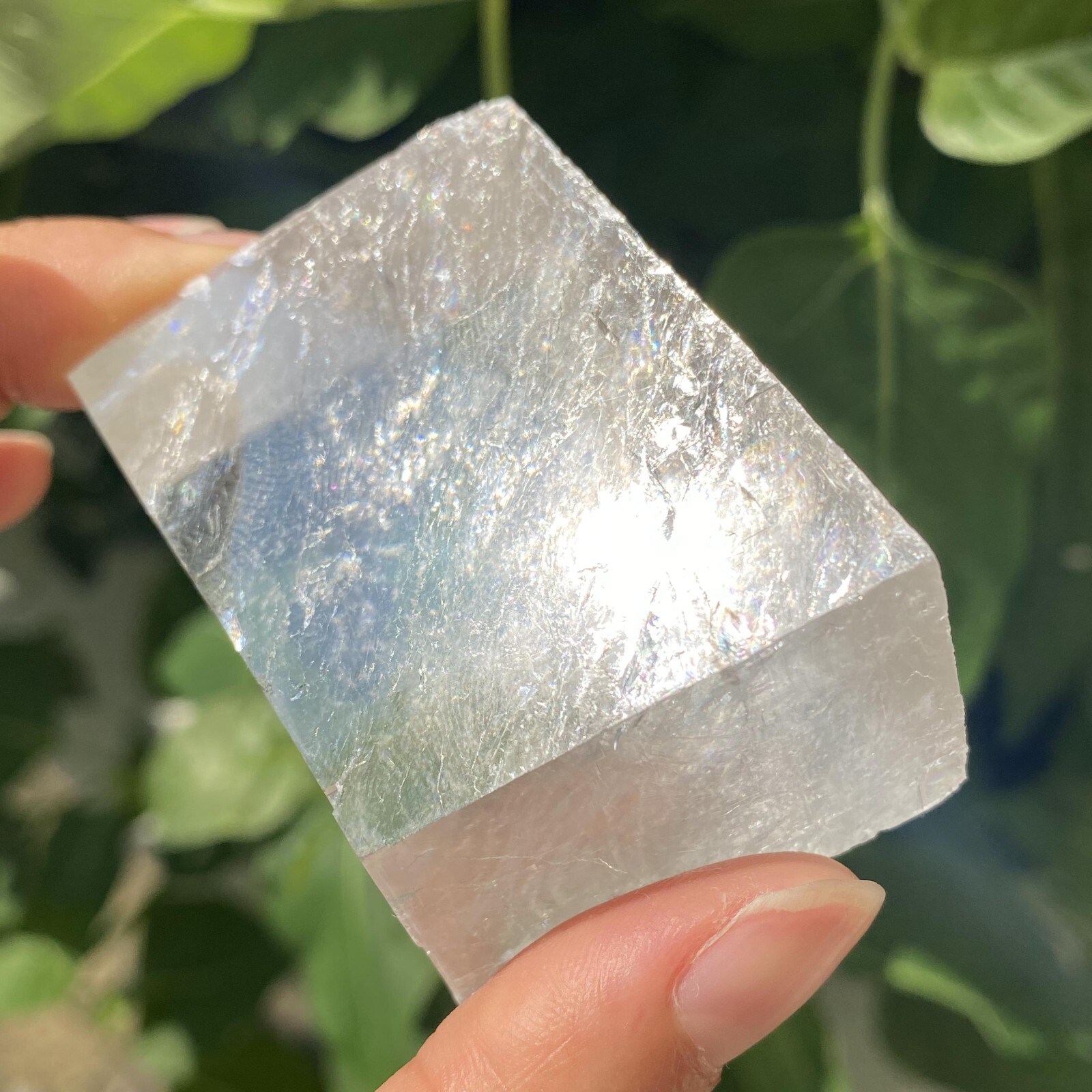 102g Natural Rainbow White Calcite Cube Specimen Crystal Quartz Healing Reiki