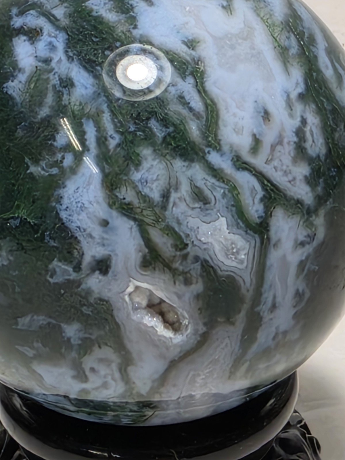 Polished Moss Agate Druzy Quartz Sphere Crystal Ball Natural Mineral 2.5 In Dia