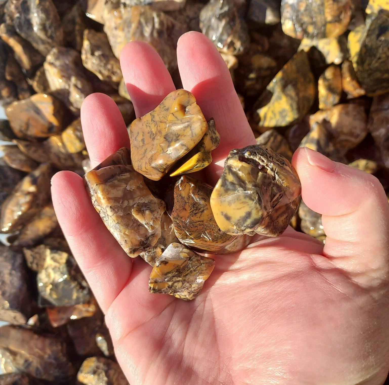Utah Yellow Feather Jasper Tumbled Stones – Tumbled Gemstones Bulk