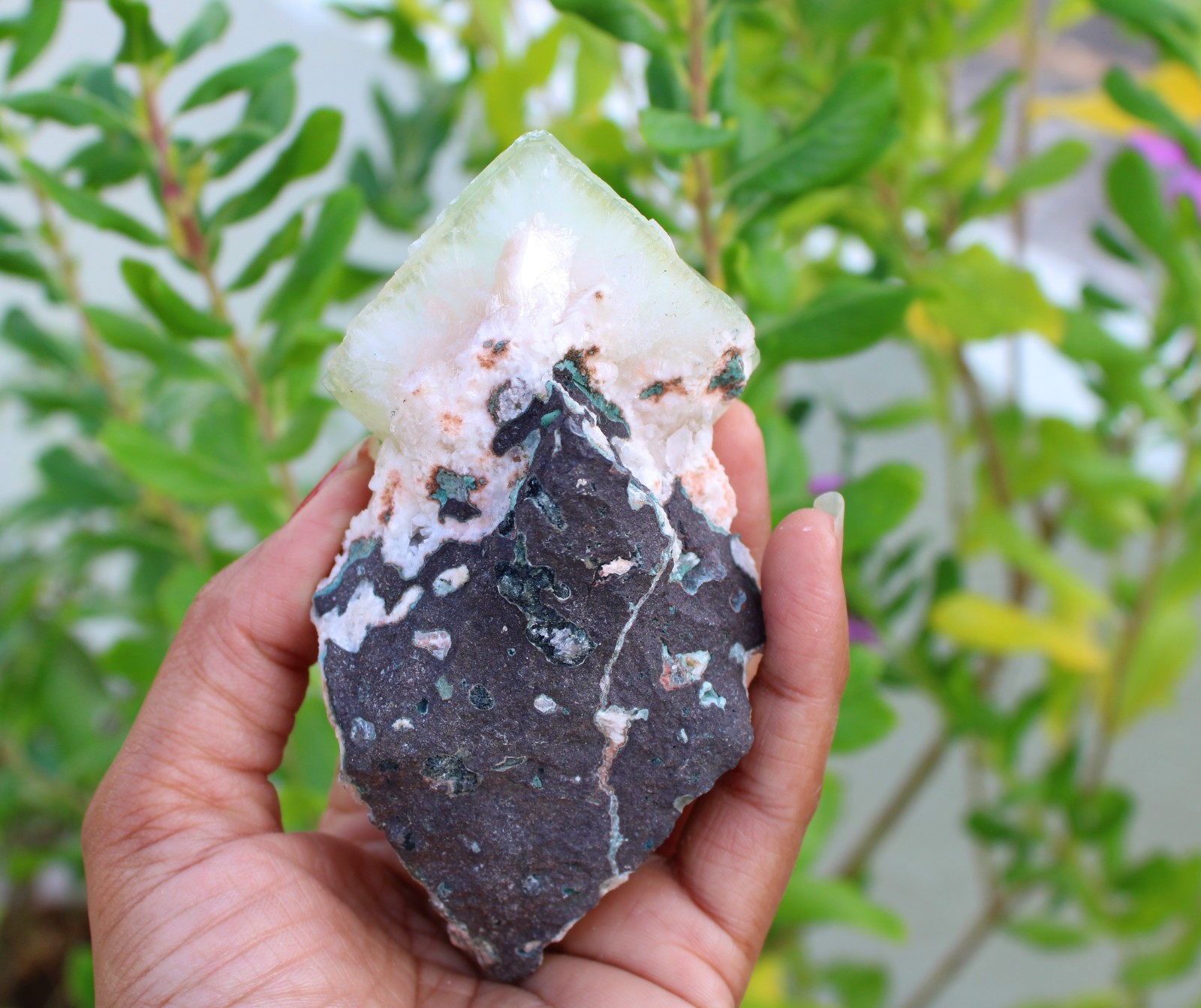 Green Apophyllite Crystals w/ Stilbite Minerals Specimen #A49