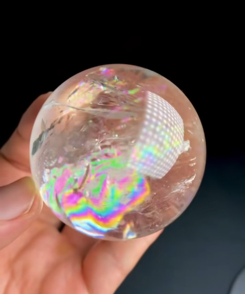 300g Natural Rainbow White Quartz Sphere Energy Crystal Ball Reiki Decor