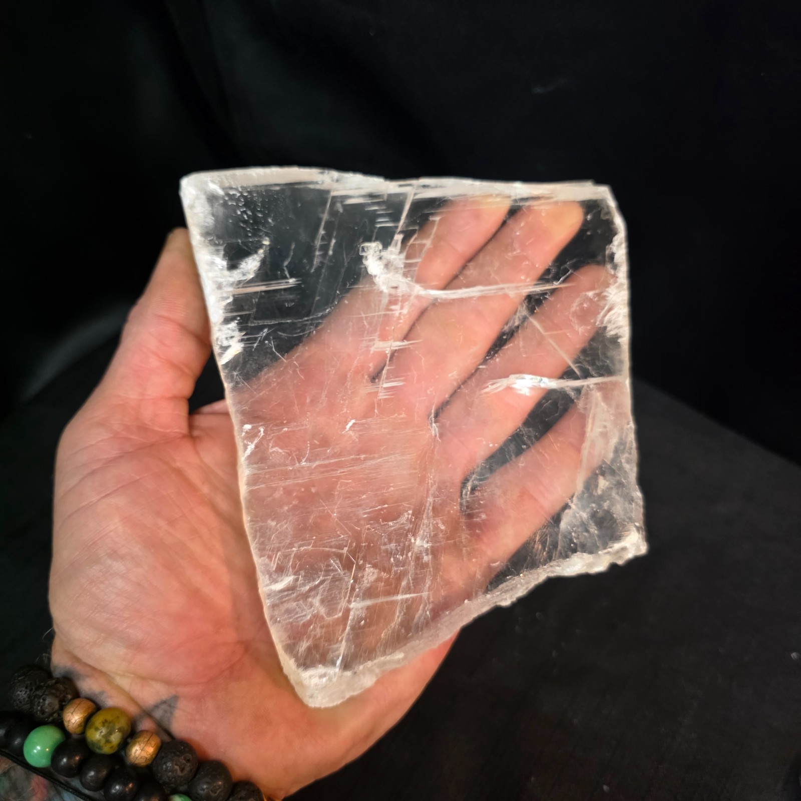 Selenite Crystal Slab Slice | Extra Large 480g | Natural Raw Clear | USA