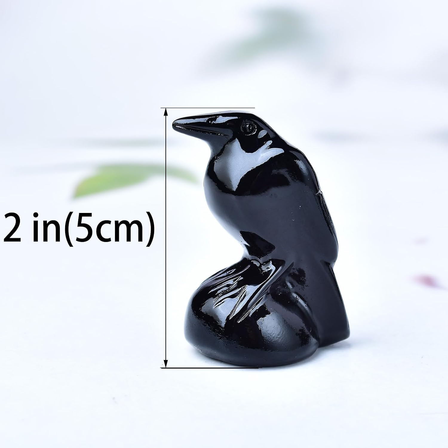 Natural Obsidian Crystal Raven Statue 2″ Healing Crystal Handmade Sculpture Luck