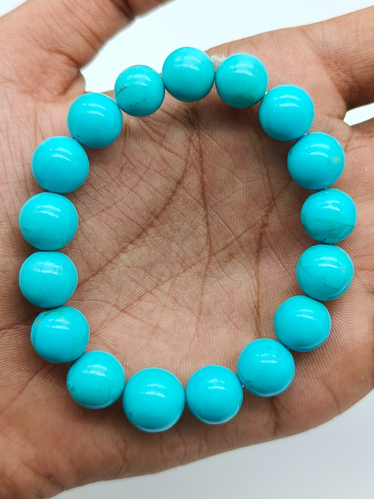Natural Turquoise Beads Stretchable Bracelet-10/12mm Beads, Bracelet 7-8 Inch