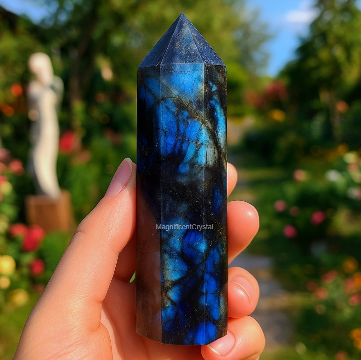 1PCLabradorite Tower Point Mineral Specimen Healing Crystal Stone Art Collection