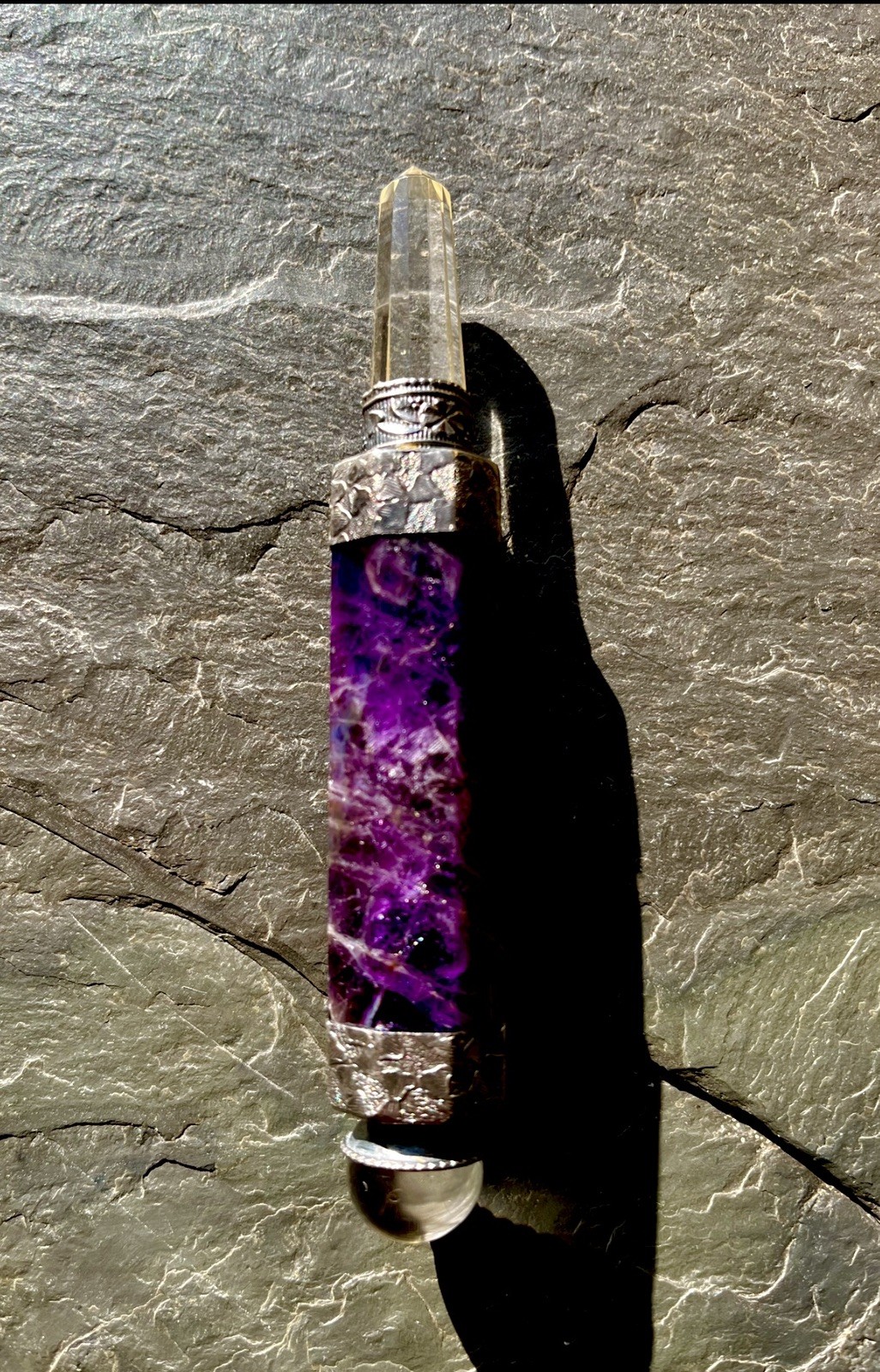 🔥 Brilliant Natural Octagon Amethyst Crystal Reiki Healing Scepter OOAK