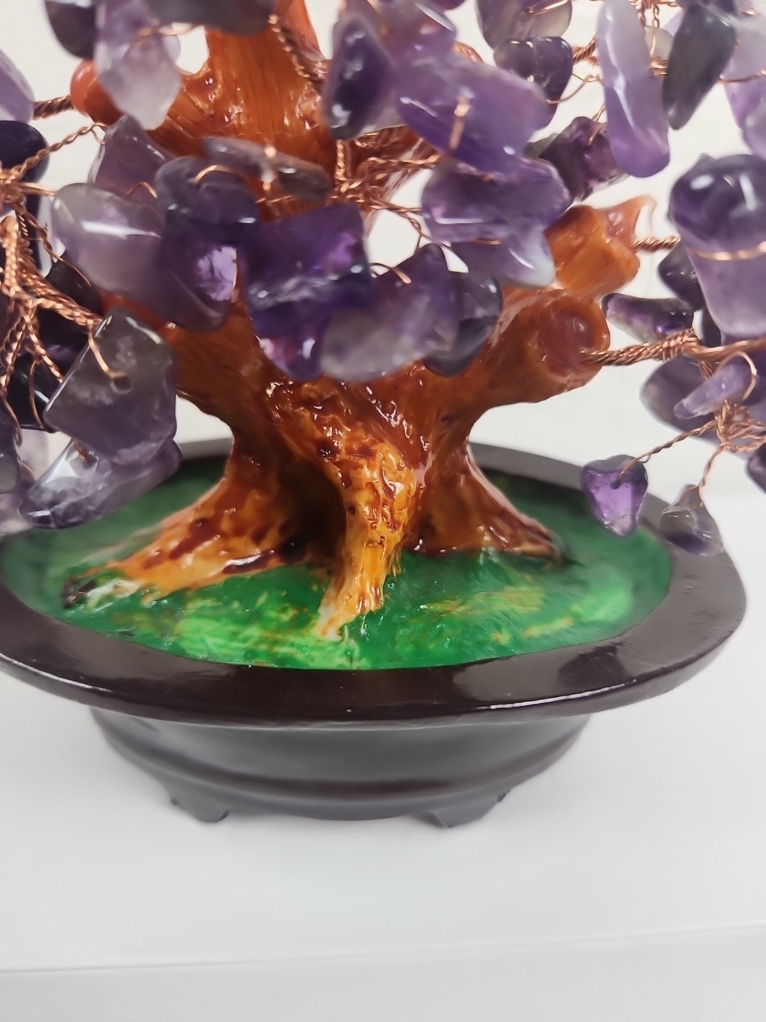 Amethyst glass gemstone bonsai tree – feng shui wealth tree in ceramic pot –