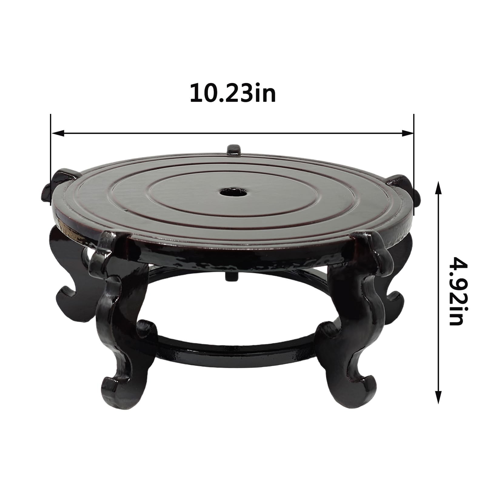 Feng Shui Chinese Wooden Fishbowl Planter Display Stand (10 Inch)