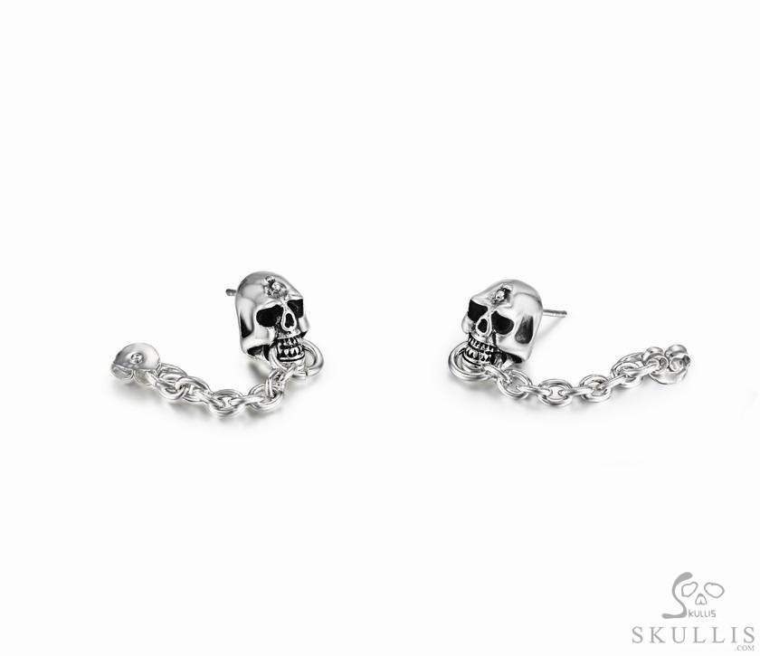925 Sterling Silver Skull Earrings