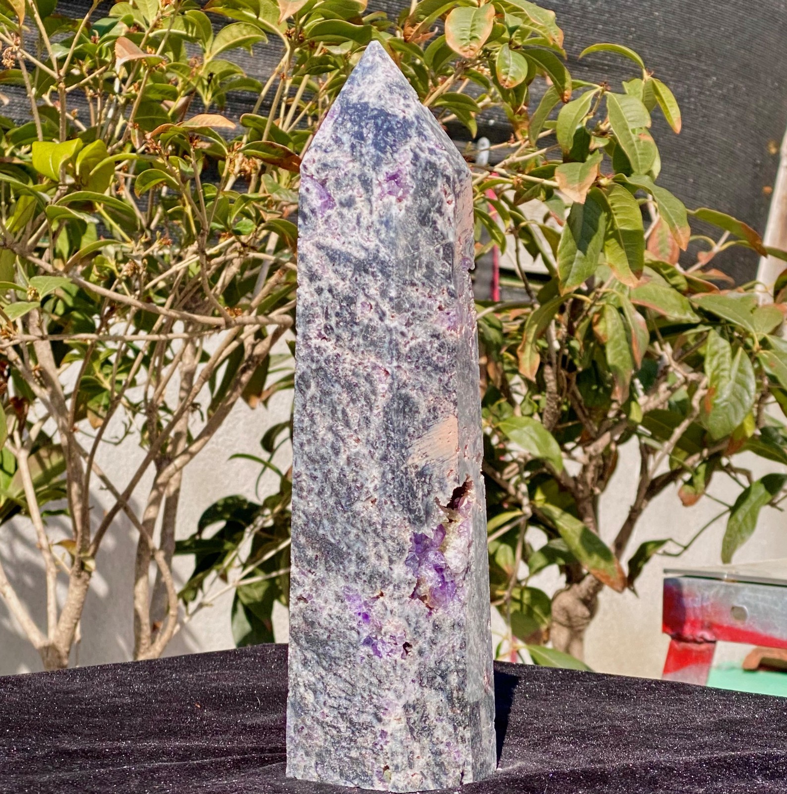 3.32LB Natural purple sphalerite crystal cave obelisk, quartz crystal spirit