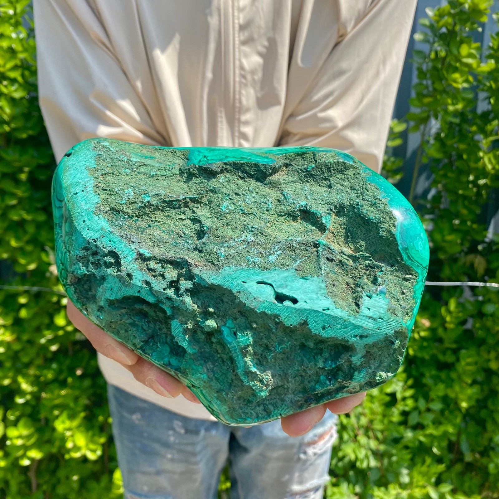 4.54LB Natural glossy Malachite transparent cluster rough mineral sample