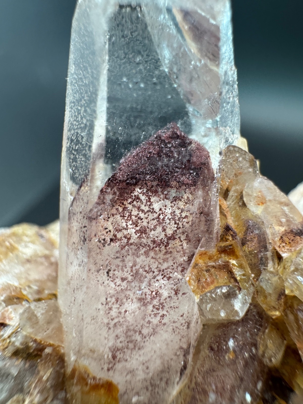 6788 Sunset Phantom Quartz Cluster with Nice Hematite Inclusions India 125g