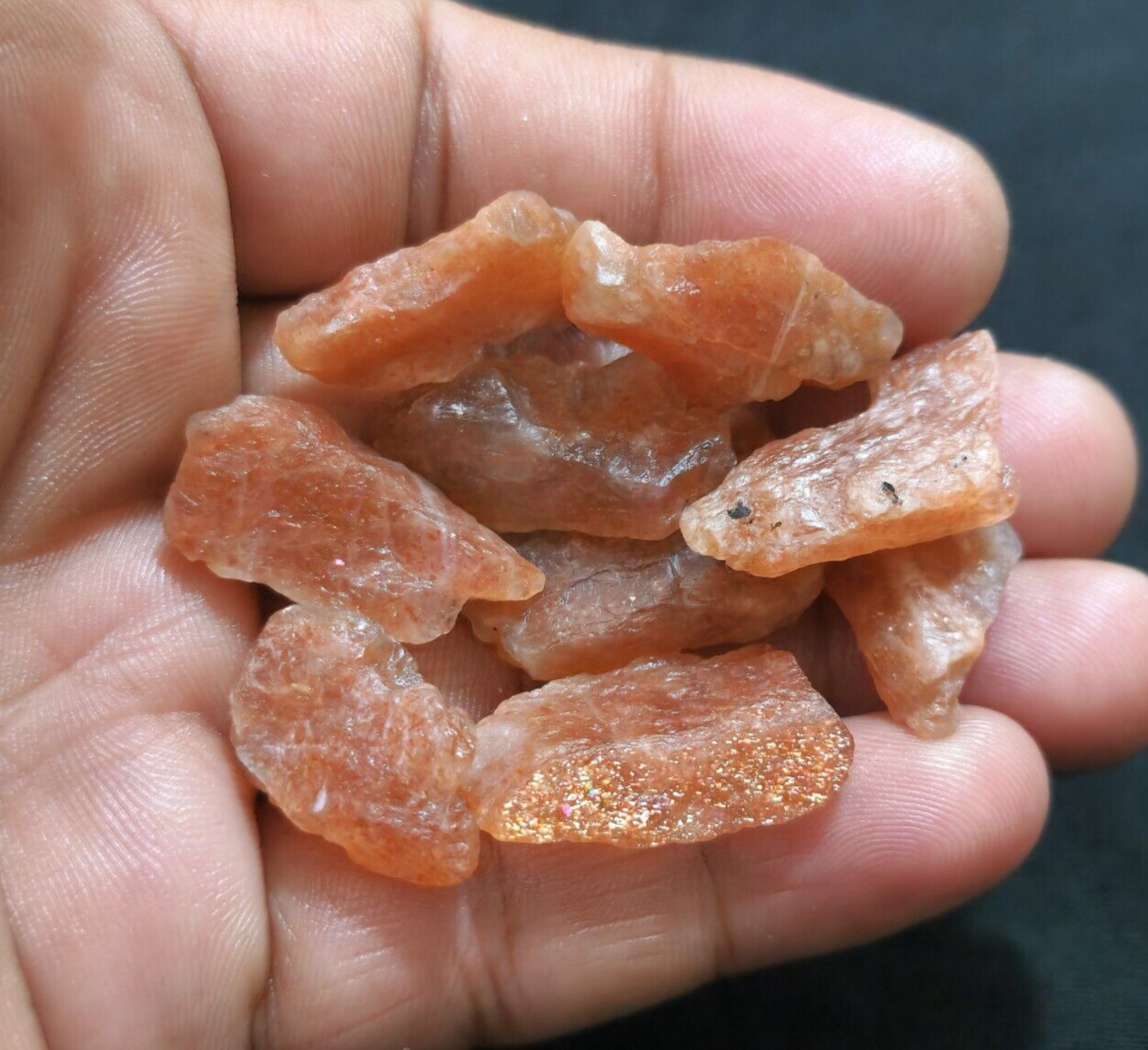 High Quality Sunstone Raw 9 Pcs Lot Size 21-28 MM Sunstone Rough Loose Gemstone
