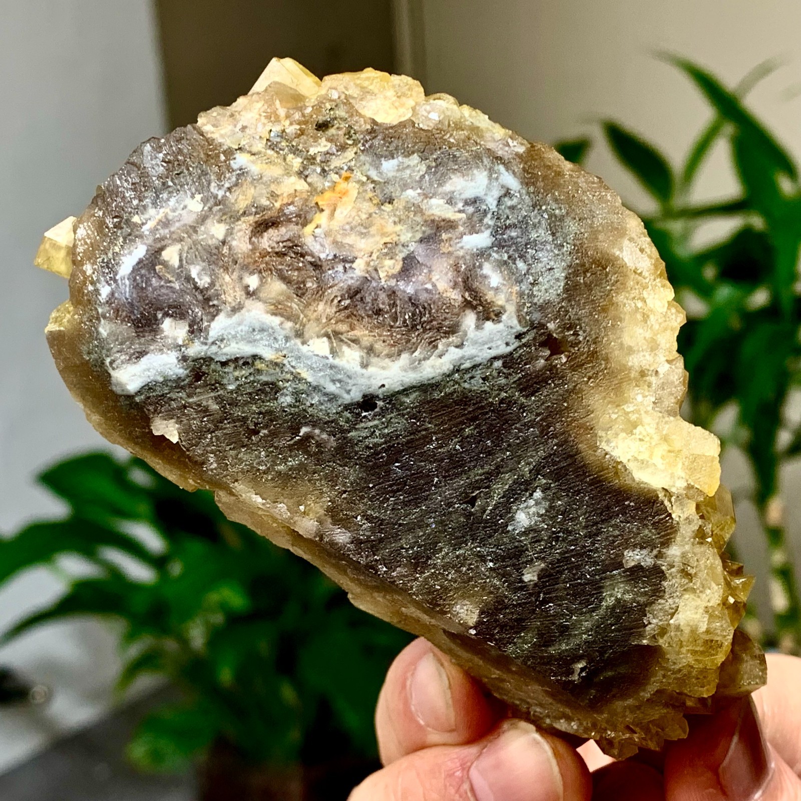 300G Shiny Golden Cuboid Barite Crystal Based on the Purple Spherical Fluorite
