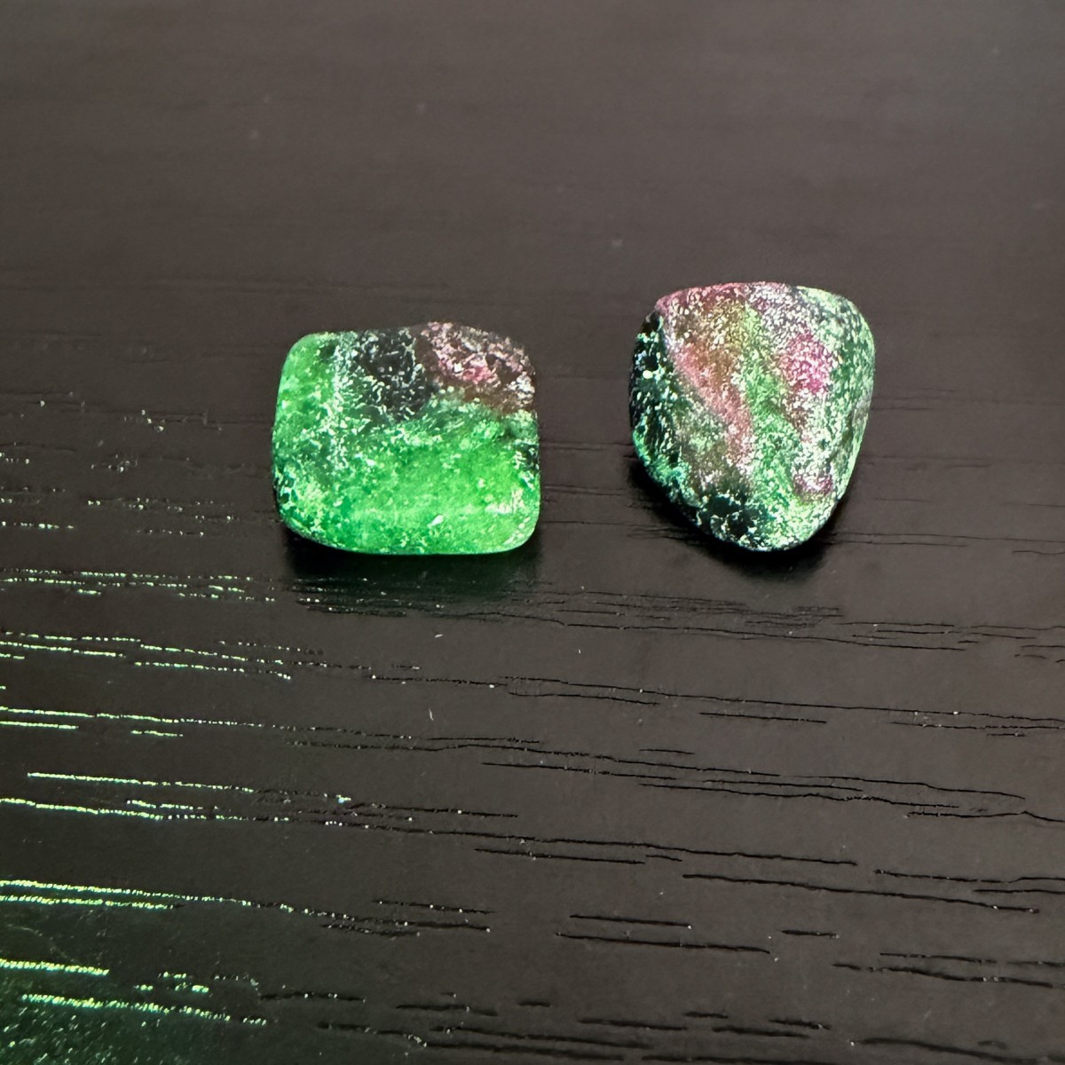 Two pieces of Natural Ruby Zoisite Crystal Gemstones 11 – 12mm