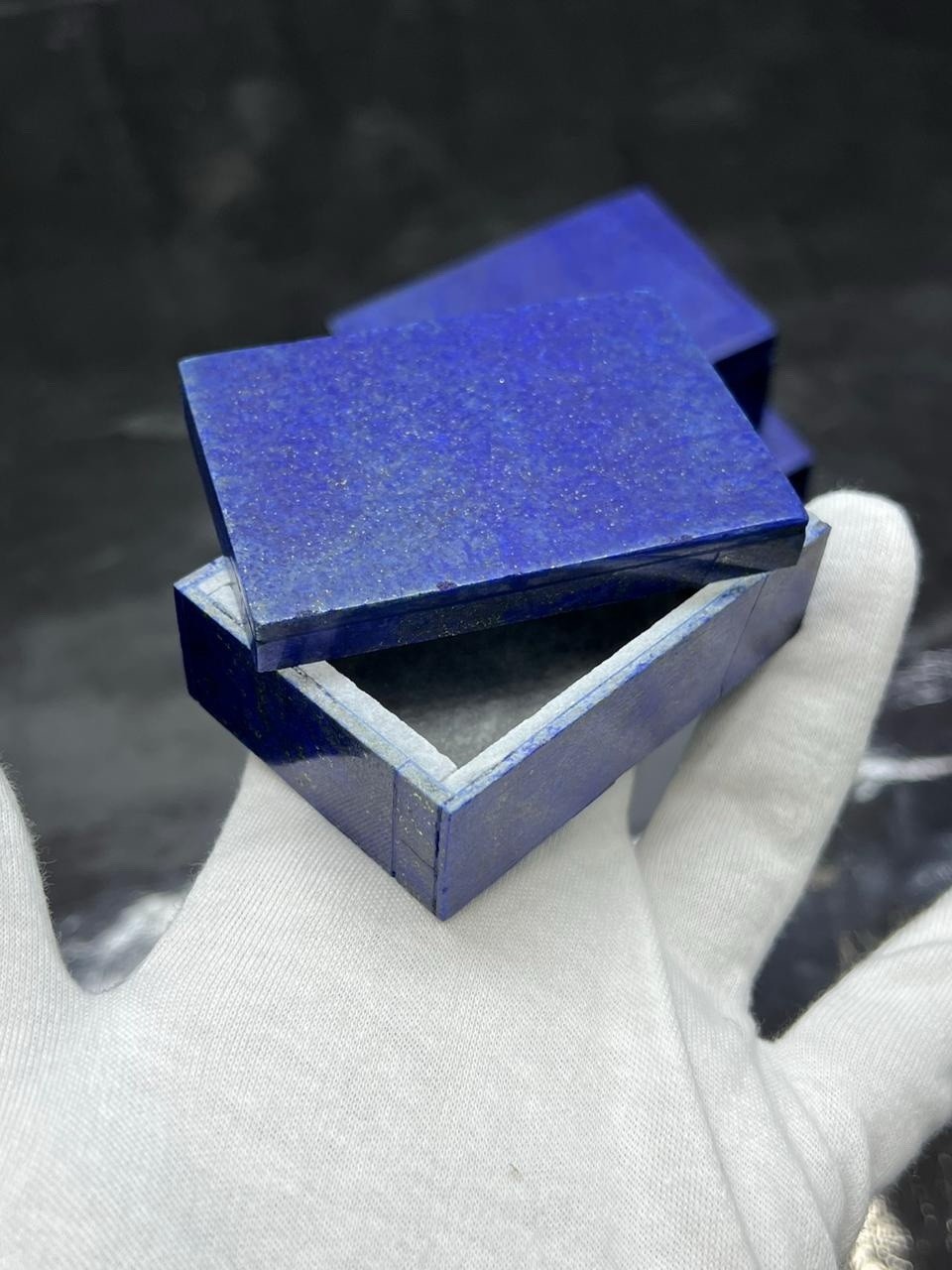 Natural lapis lazuli jewelry box set slightly coloured to enhance beauty
