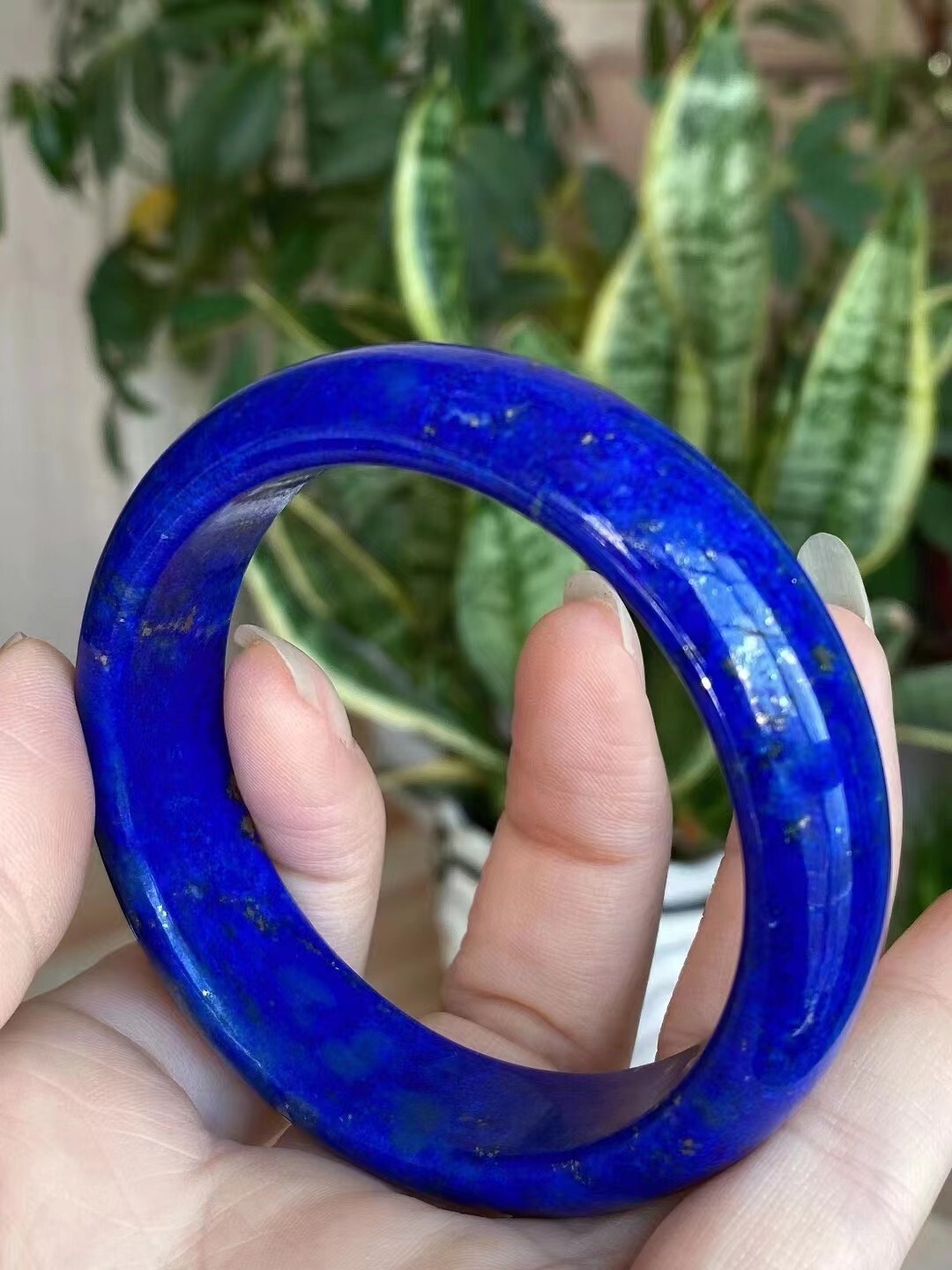 Natural Blue Lapis Lazuli Gemstone Crystal Woman BangleA AAA Inner Diameter 60mm