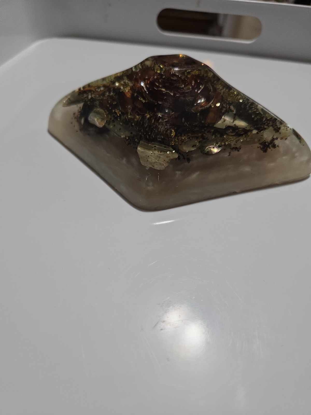 Vintage Botanical Resin Orgone Pyramid Handmade With Rose