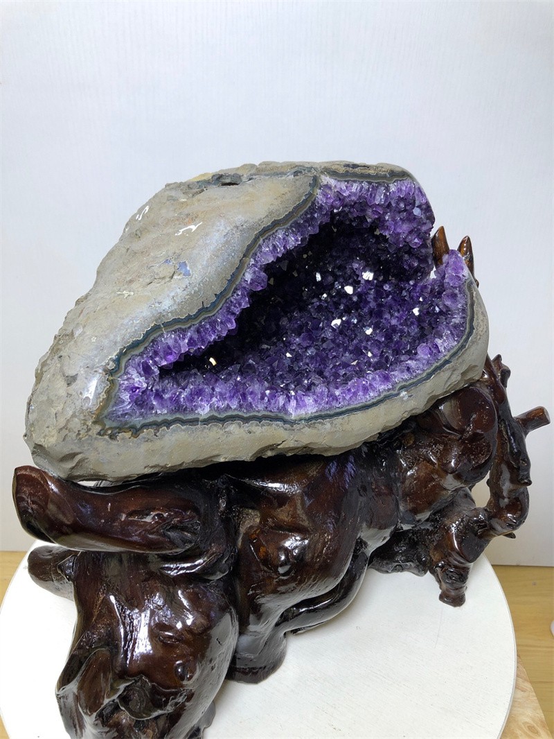 18.17LB Natural Amethyst Cave Quartz Crystal Mineral Specimen Healing + STAND