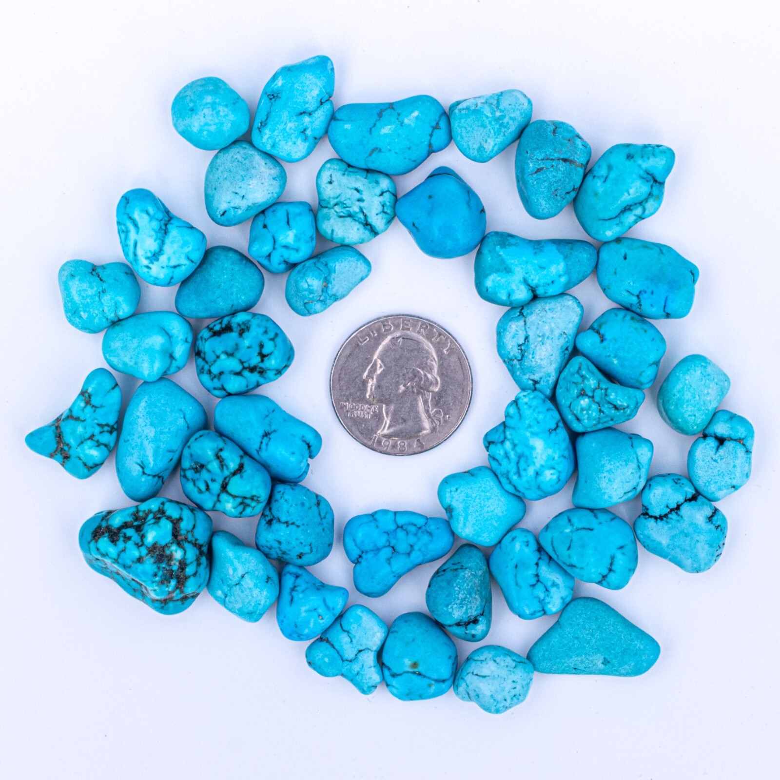 1/4 lb Tumbled Blue Turquenite Gemstone Crystal 40-55 Stones Bulk Rock Wholesale