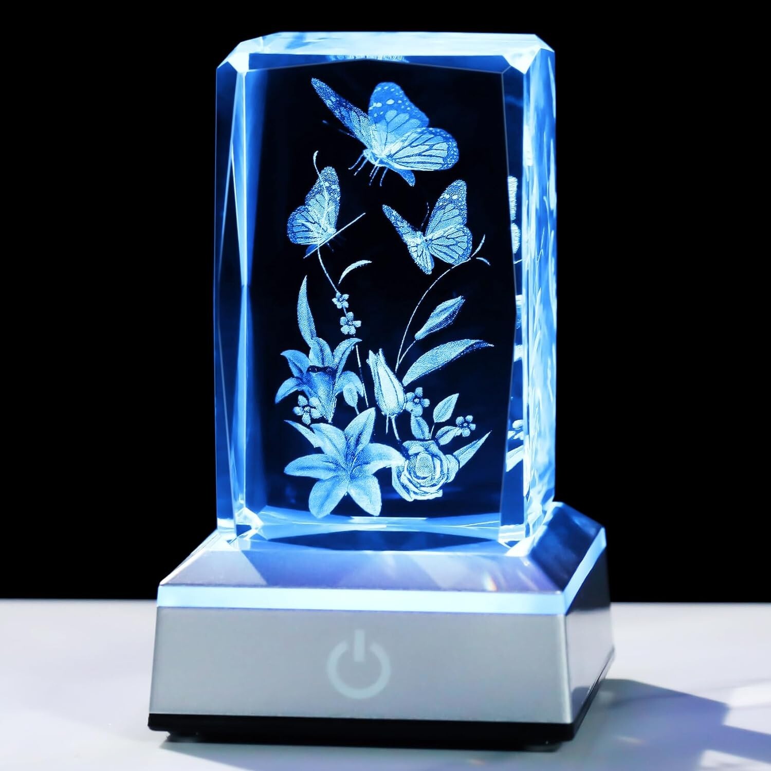 Elegant 3D Laser-Engraved Butterfly and Lily Lamp – Perfect for Home Décor