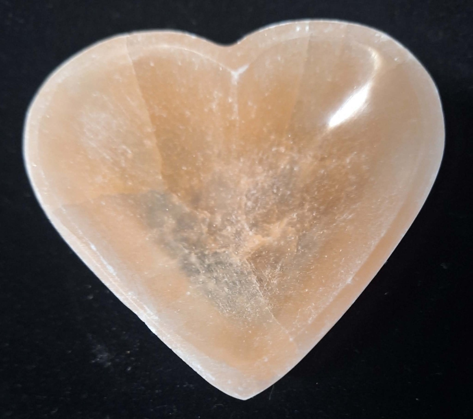 Selenite “Charging” Bowl Heart Peach Crystal Stone Reiki CHARGED Healing 3″