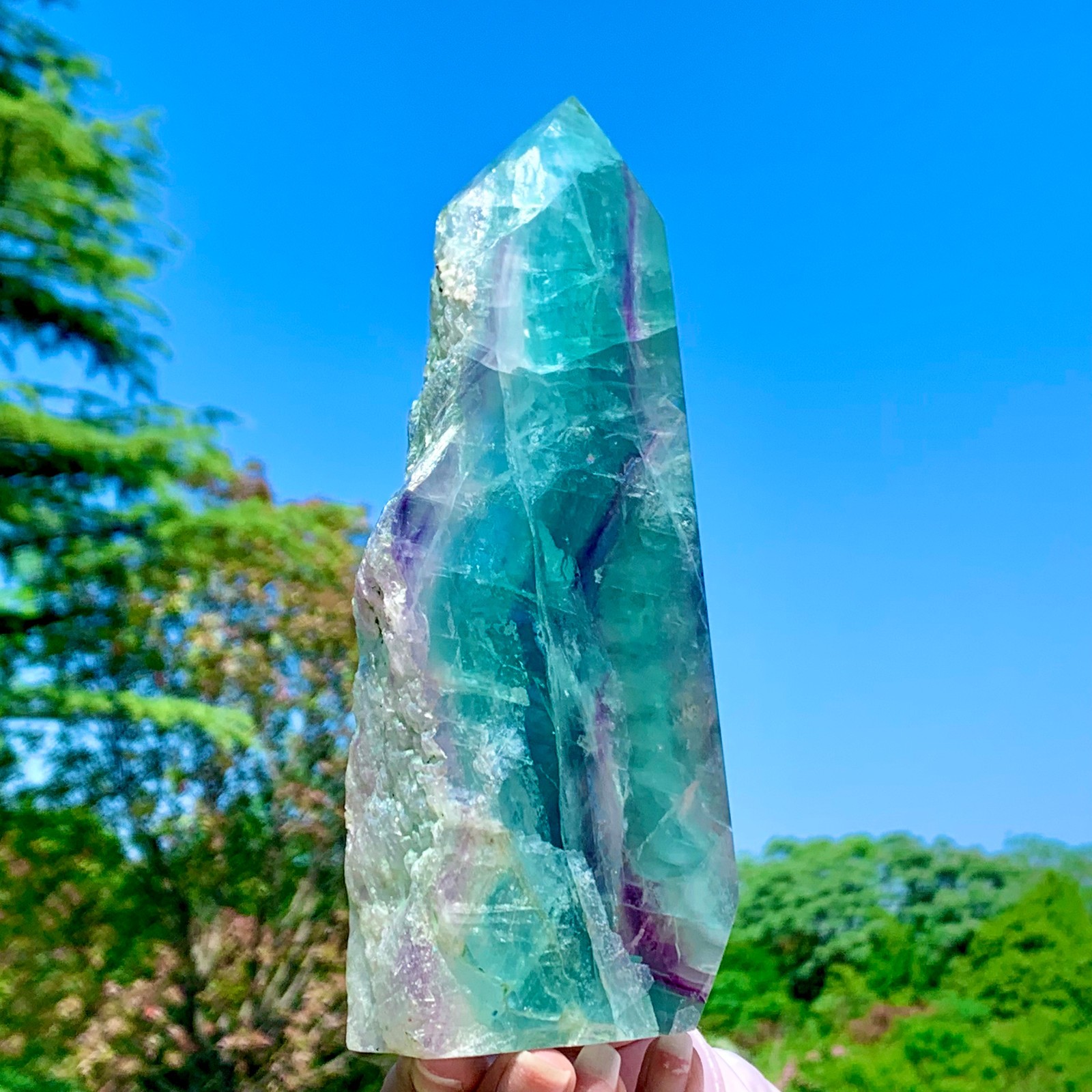 1.92LB Rare Natural Fluorite Quartz Crystal Freeform Mineral Specimen Healing