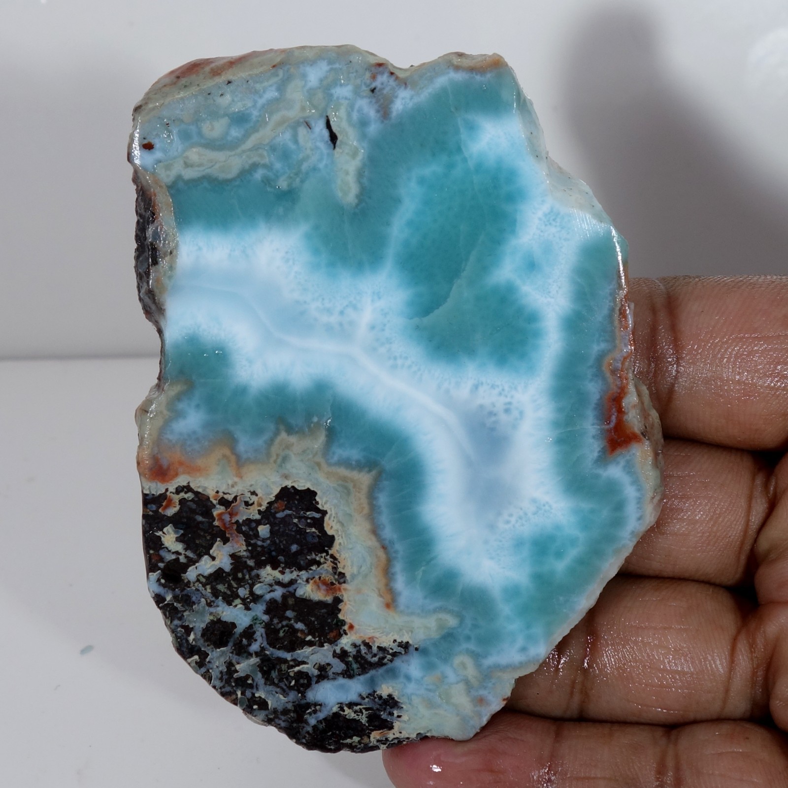 Sky Blue Larimar Slab Rough Dominican Blue Pectolite Cab Cutting Stone 334.00 Ct