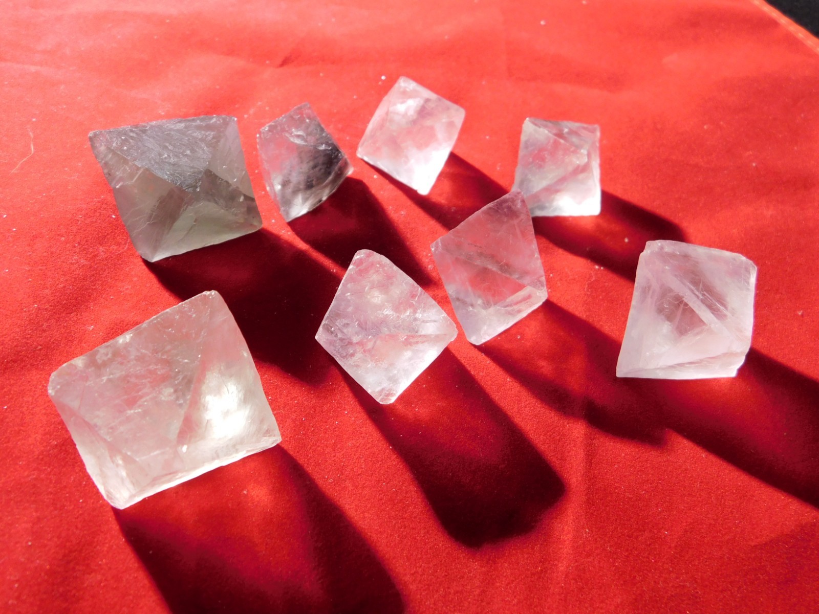 Big Lot of EIGHT! Translucent Octahedron FLUORITE Crystals From China 341gr