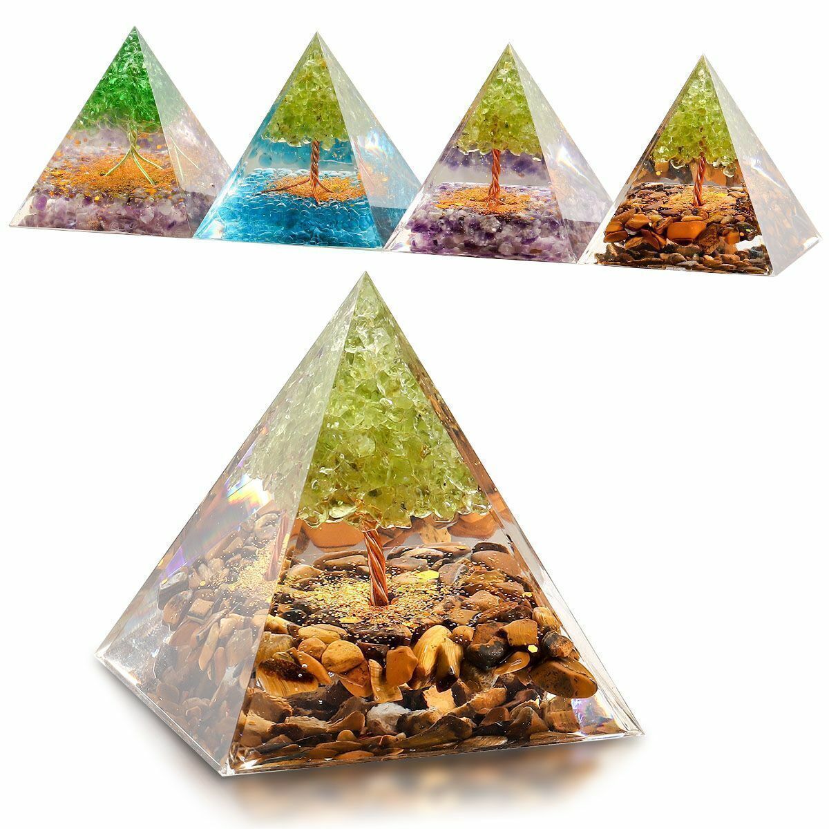 1-2pc Orgone Pyramid Energy Generator Healing Meditation Orgonite Crystal Chakra