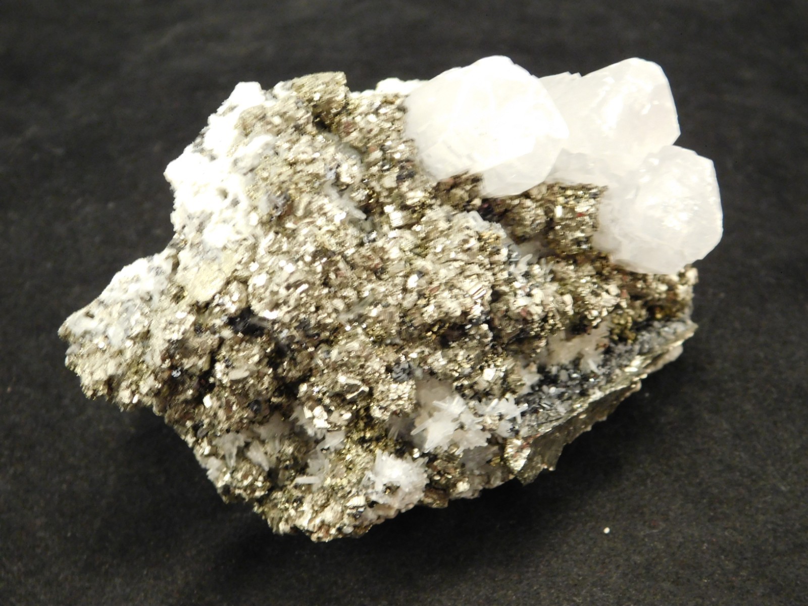 Larger! FLUORESCENT Calcite CRYSTAL Cluster on PYRITE Peru 261gr
