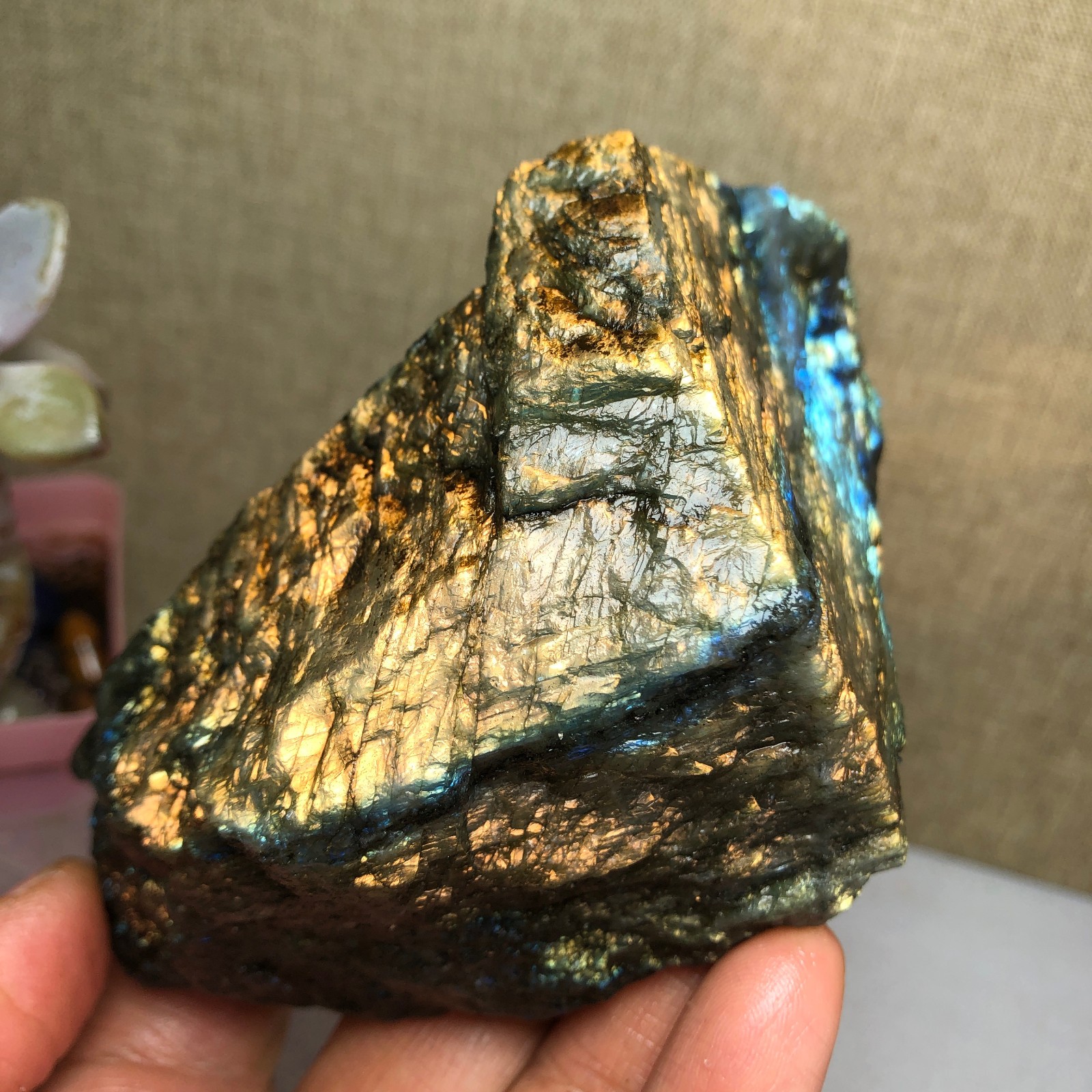 88mm Natural Labradorite Crystal gemstone rough original Specimen 424g A2629