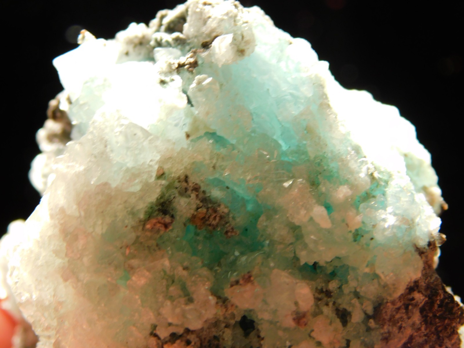 Light BLUE! CHRYSOCOLLA Cluster with Translucent Druzy Quartz Mexico 195gr