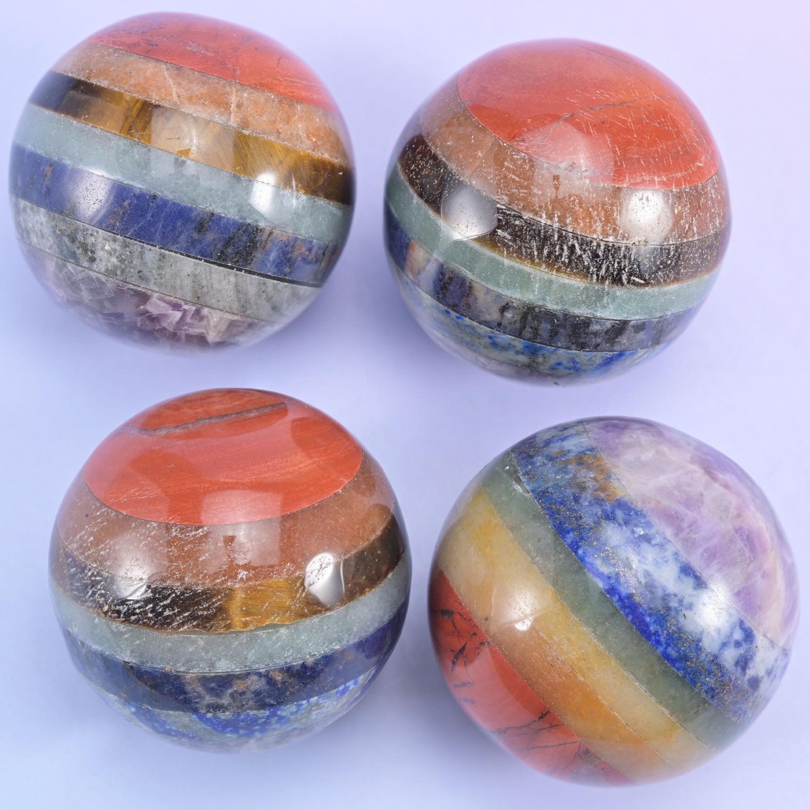 Chakra Crystal Heart Sphere Moon Carving Worry Stone Pocket Stone