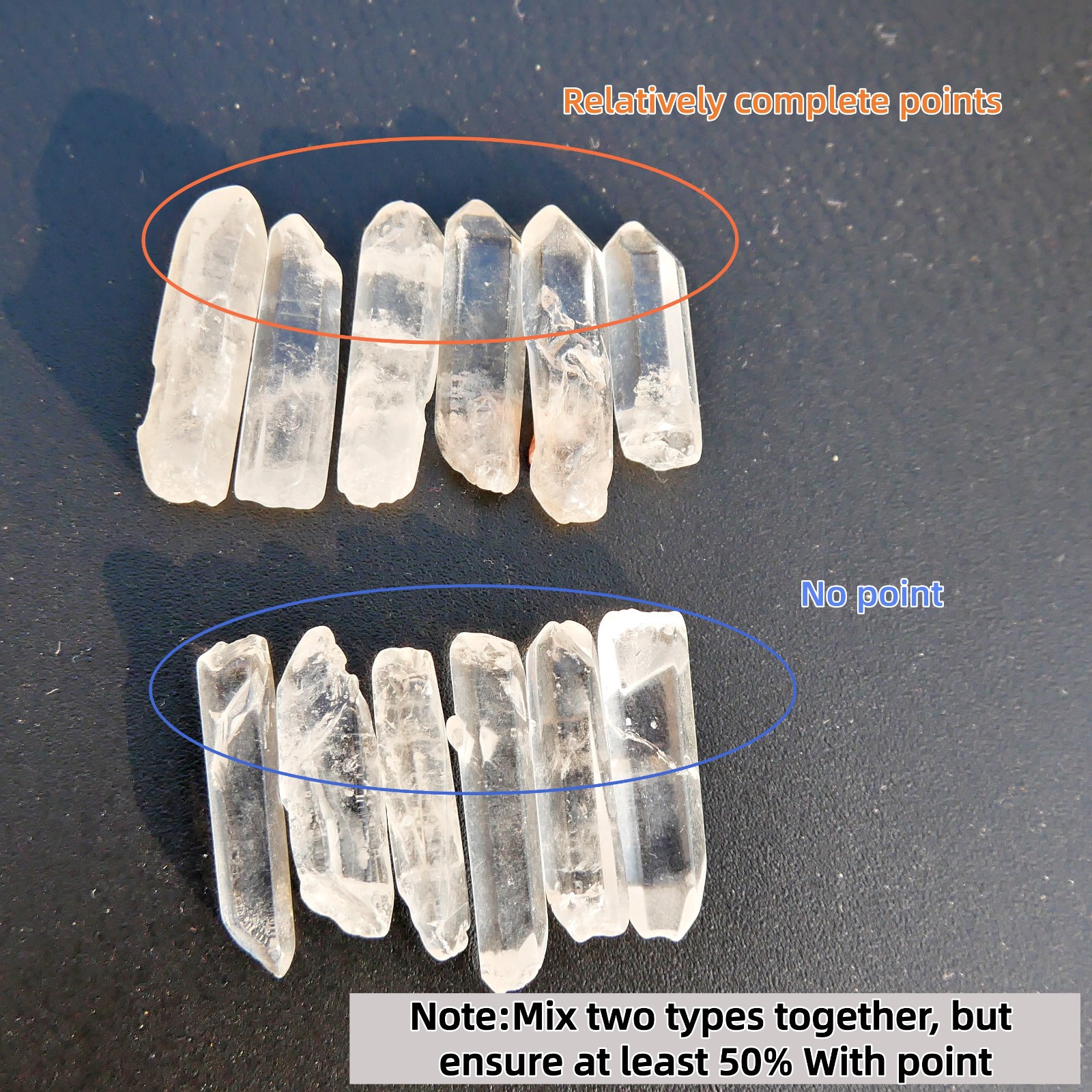 100PCS Bulk Natural Crystal Clear White Quartz Polished Points Wand Specimens