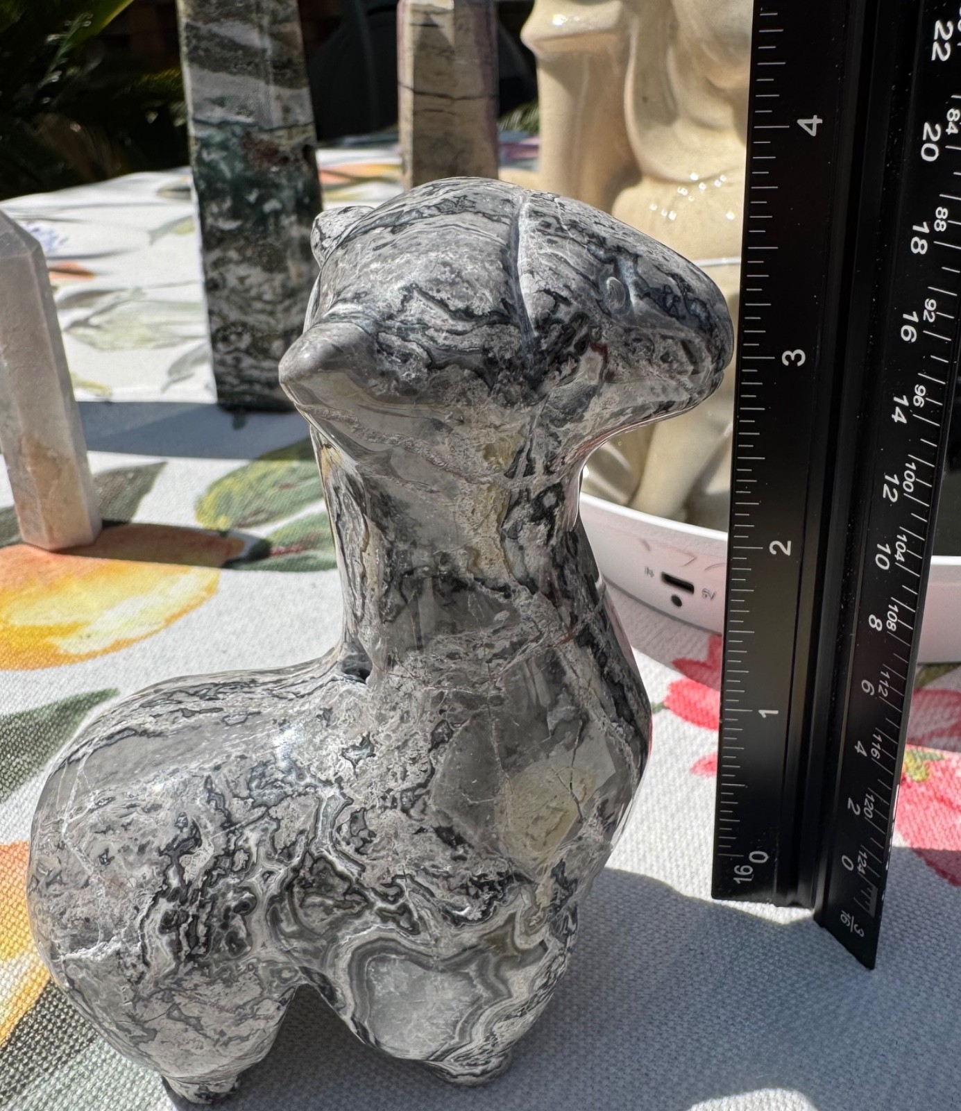 4” 410g Unique Fossil Shell Ammonite Llama Crystal Stone Carving #186
