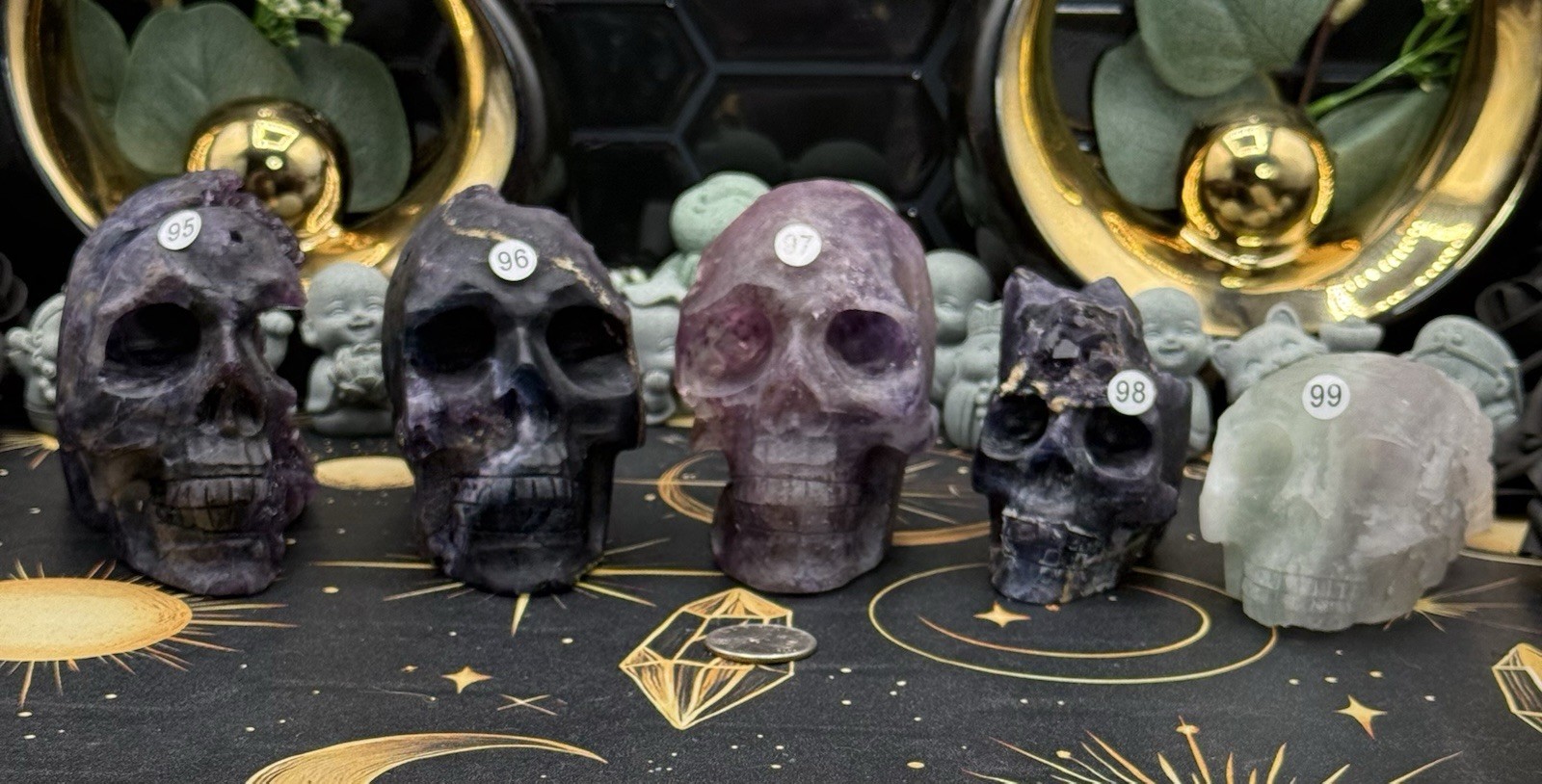 Natural Fluorite Skulls Raw Specimen Feather cube blue purple green free ship