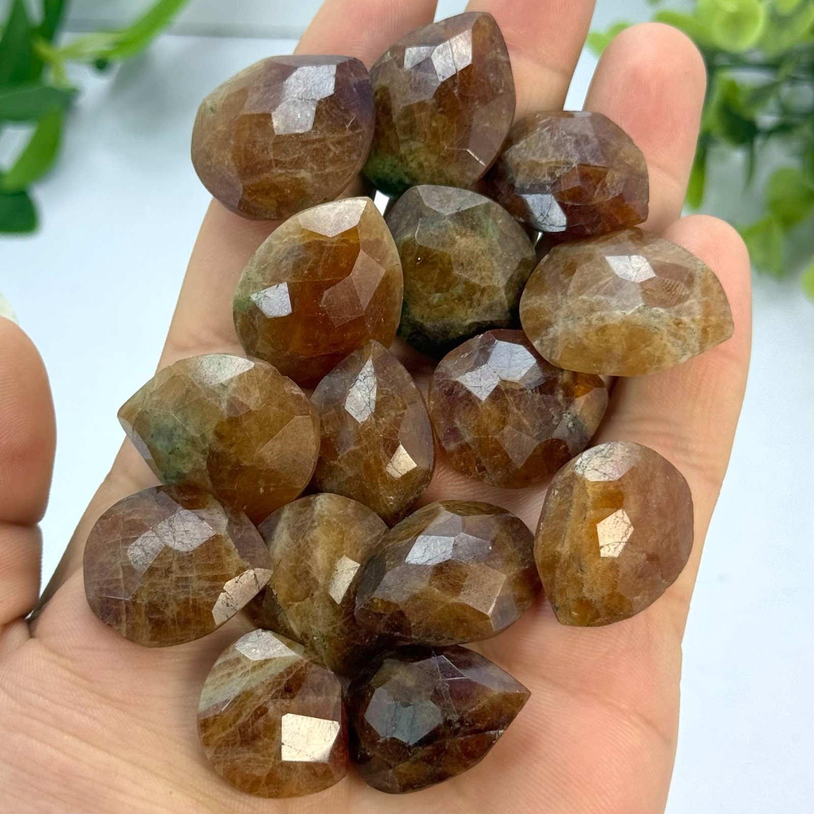 Faceted Spessartine Garnet Tear Drop Crystals for Jewelry Making, 14 Piece