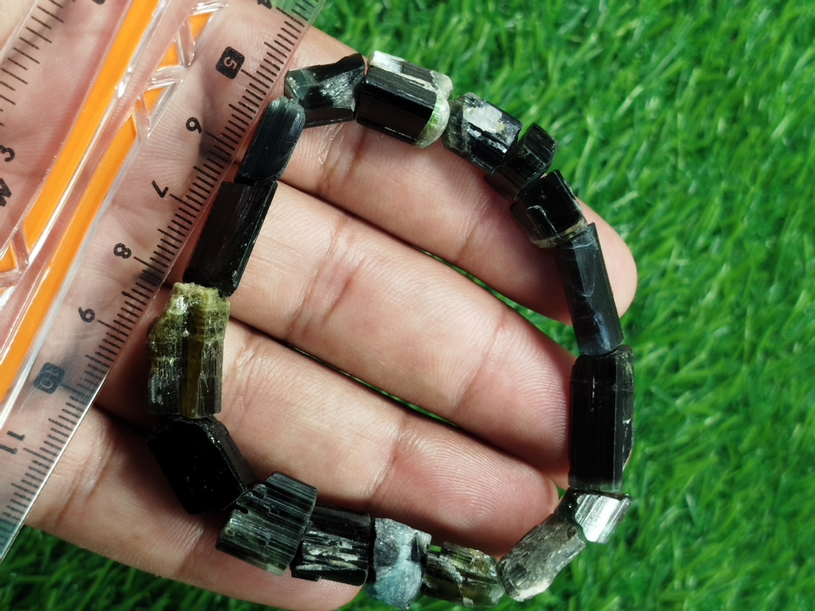 27 Grams Green Cap Tourmaline Stackable Bracelet From Skardu Pakistan