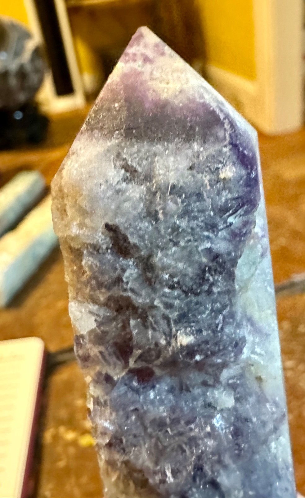 Purple fluorite crytal tower carving with banding Free shipping