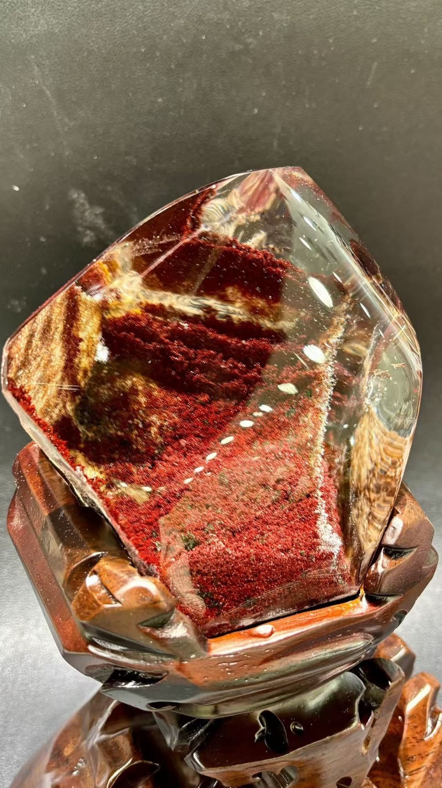 7.0LB AAAA Top Natural Red Ghost Phantom Quartz Crystal Specimen Healing + Stand