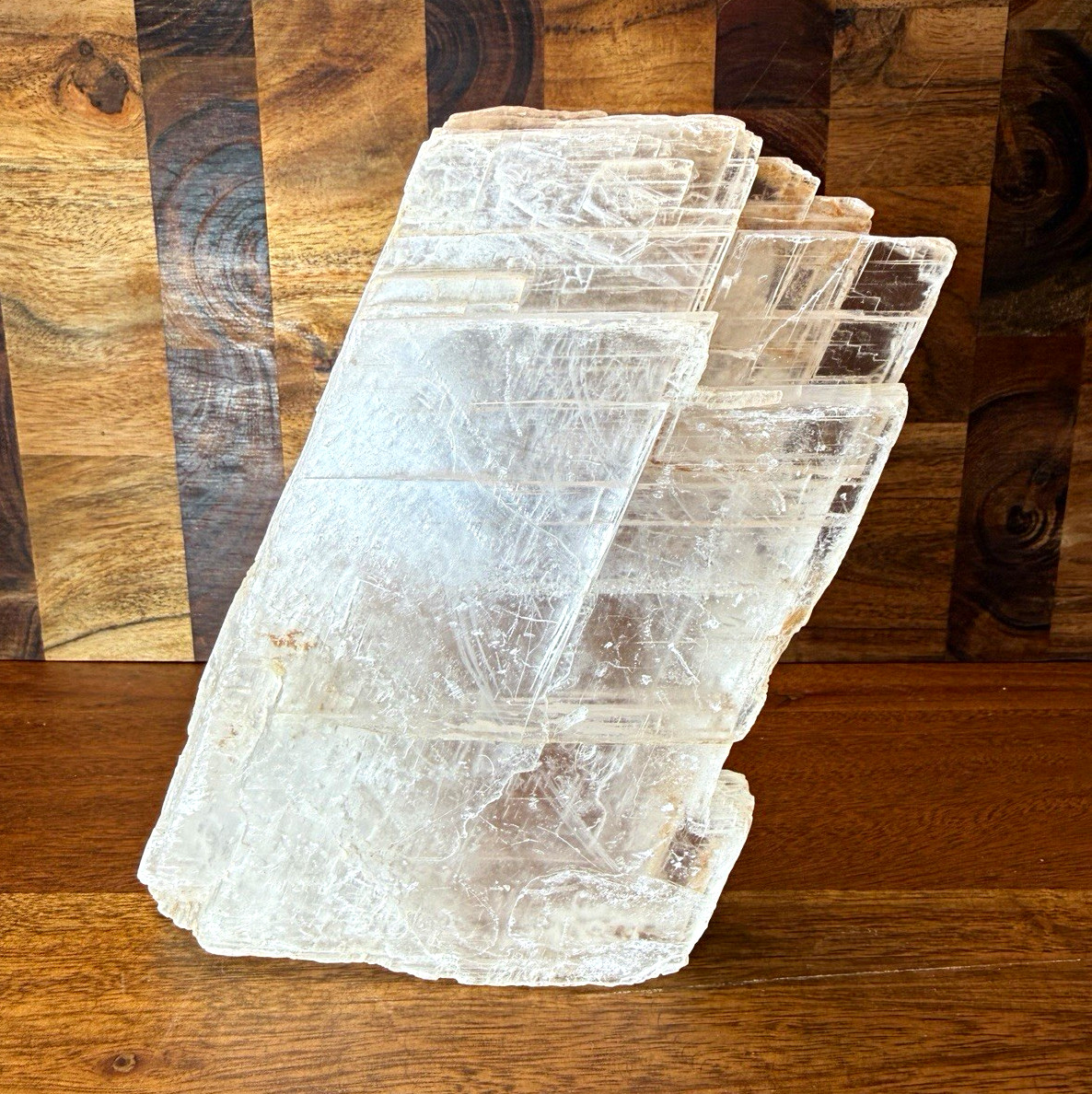 Large Clear/White Selenite Gypsum Crystal Slab Specimen 2 lb 13.5 oz 7 in