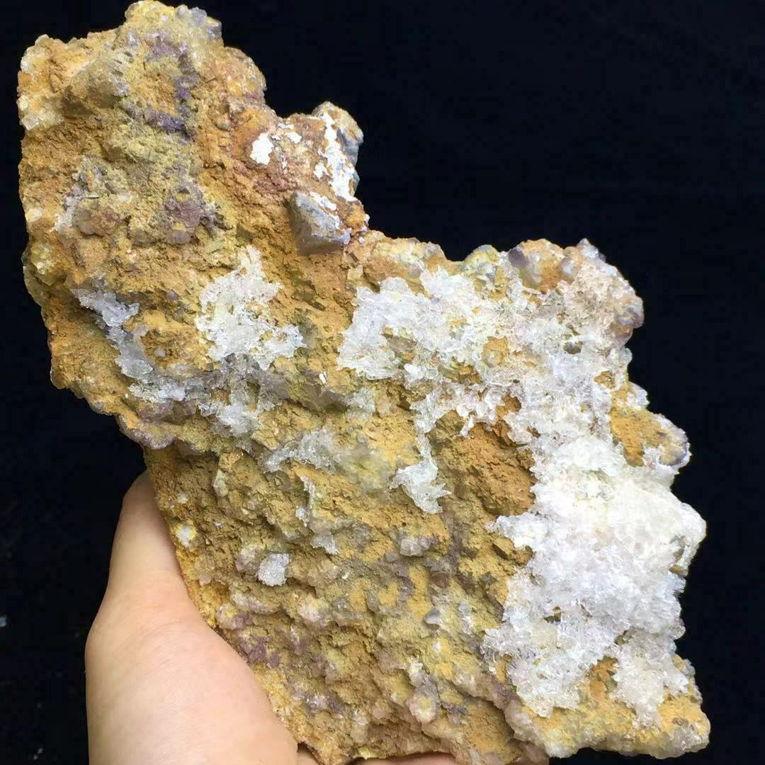 344g Translucent Purple Edge Cubic Ladder Fluorite Crystal & Feather Calcite