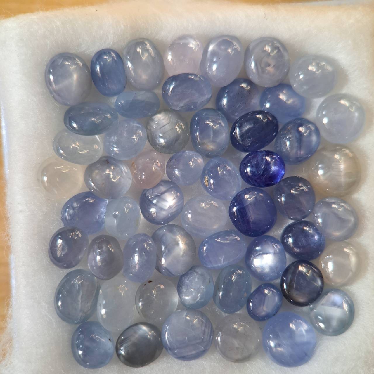 Natural Burmese Star Sapphire Mogok Lot 54pcs Blue Cabochon 55ct