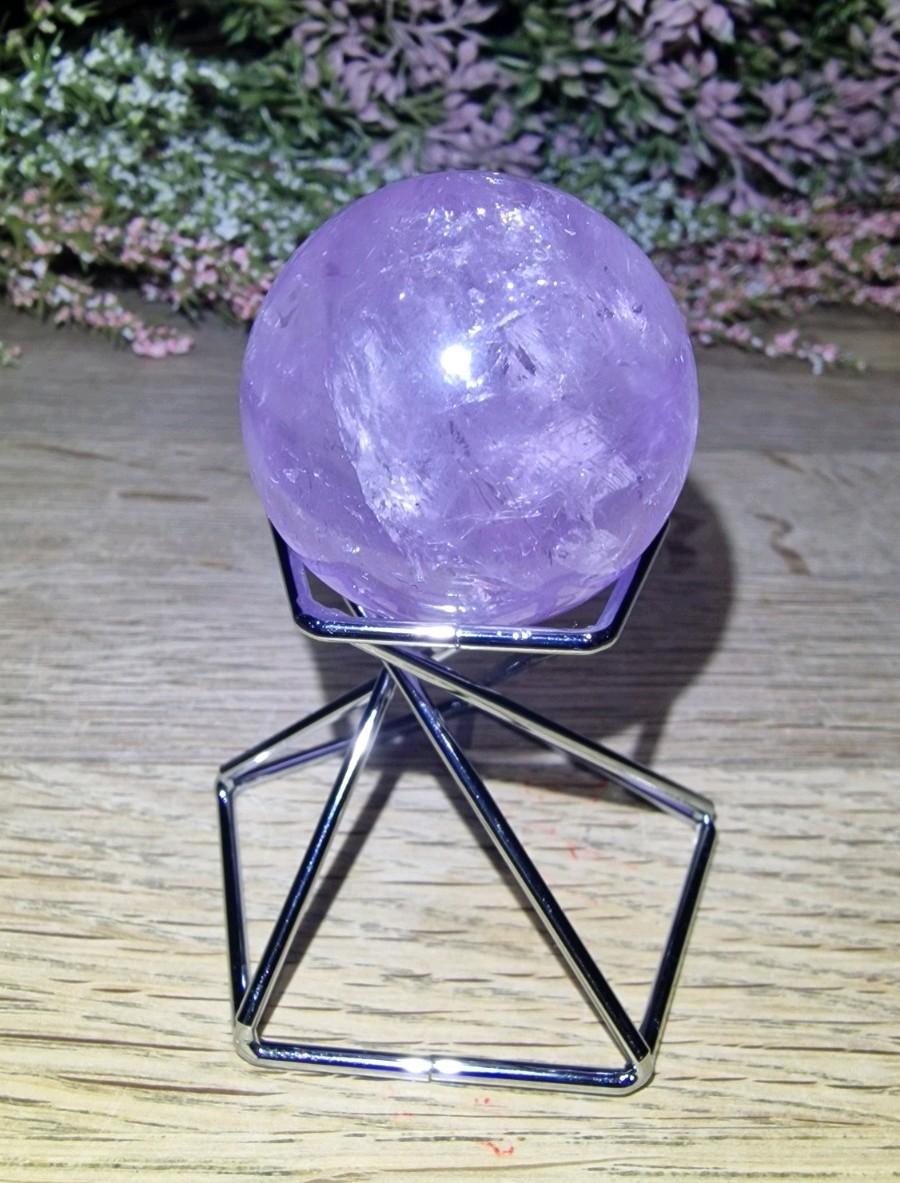 Amethyst Crystal Sphere W Rainbow 74g 37mm + Stand Healing Gemstone Discounted