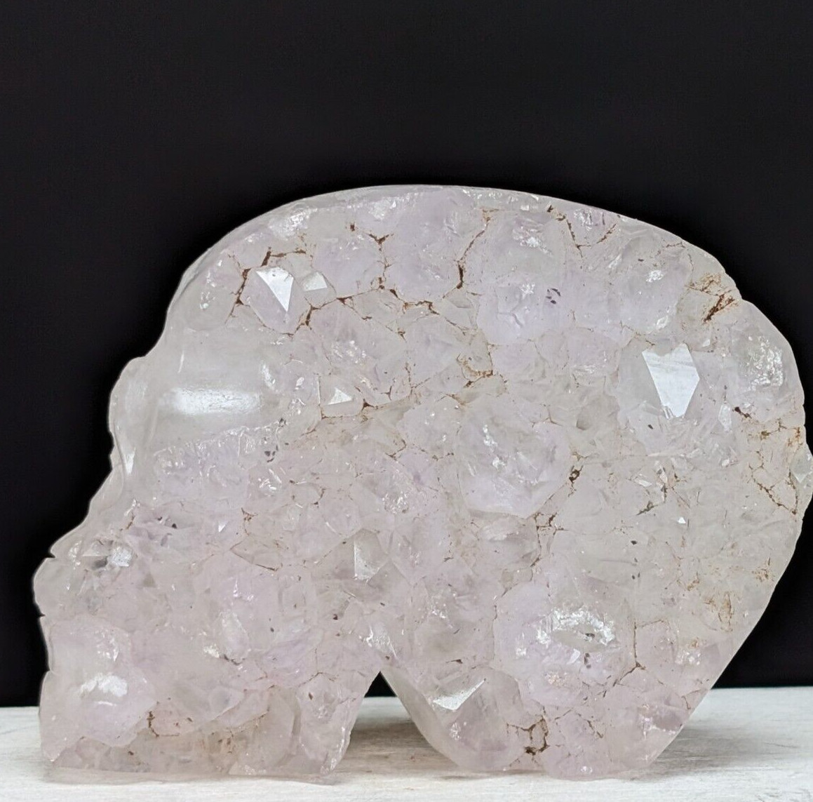 Quartz Skull Carving Druzy Geode Half Face Large Crystal Gemstone Chakra Mineral