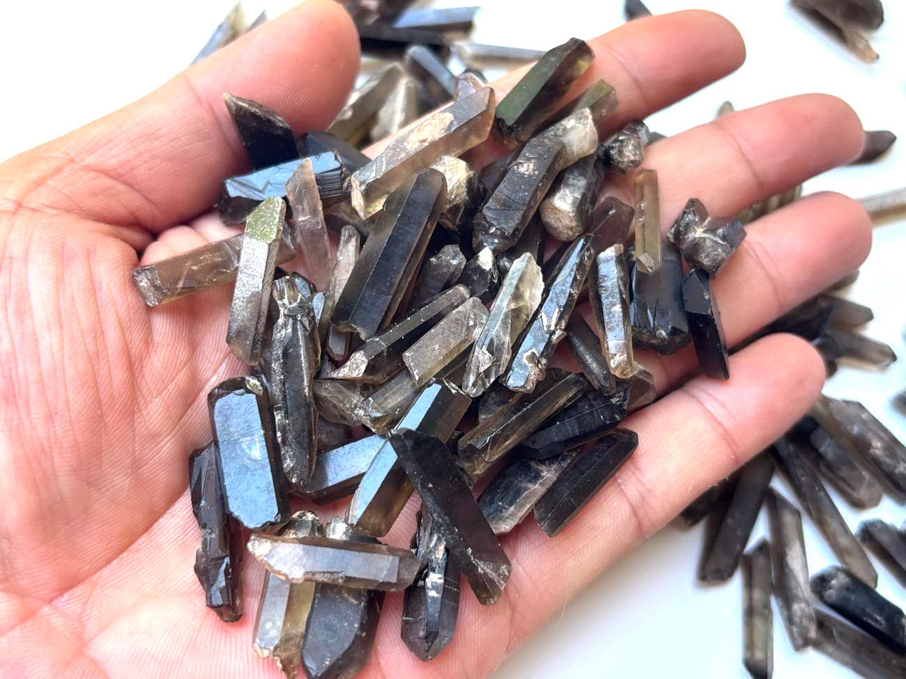150pcs+ Tiny Matchstick Jewelry 1/2 lb Lemurian Smoky Quartz Crystal Point Wands
