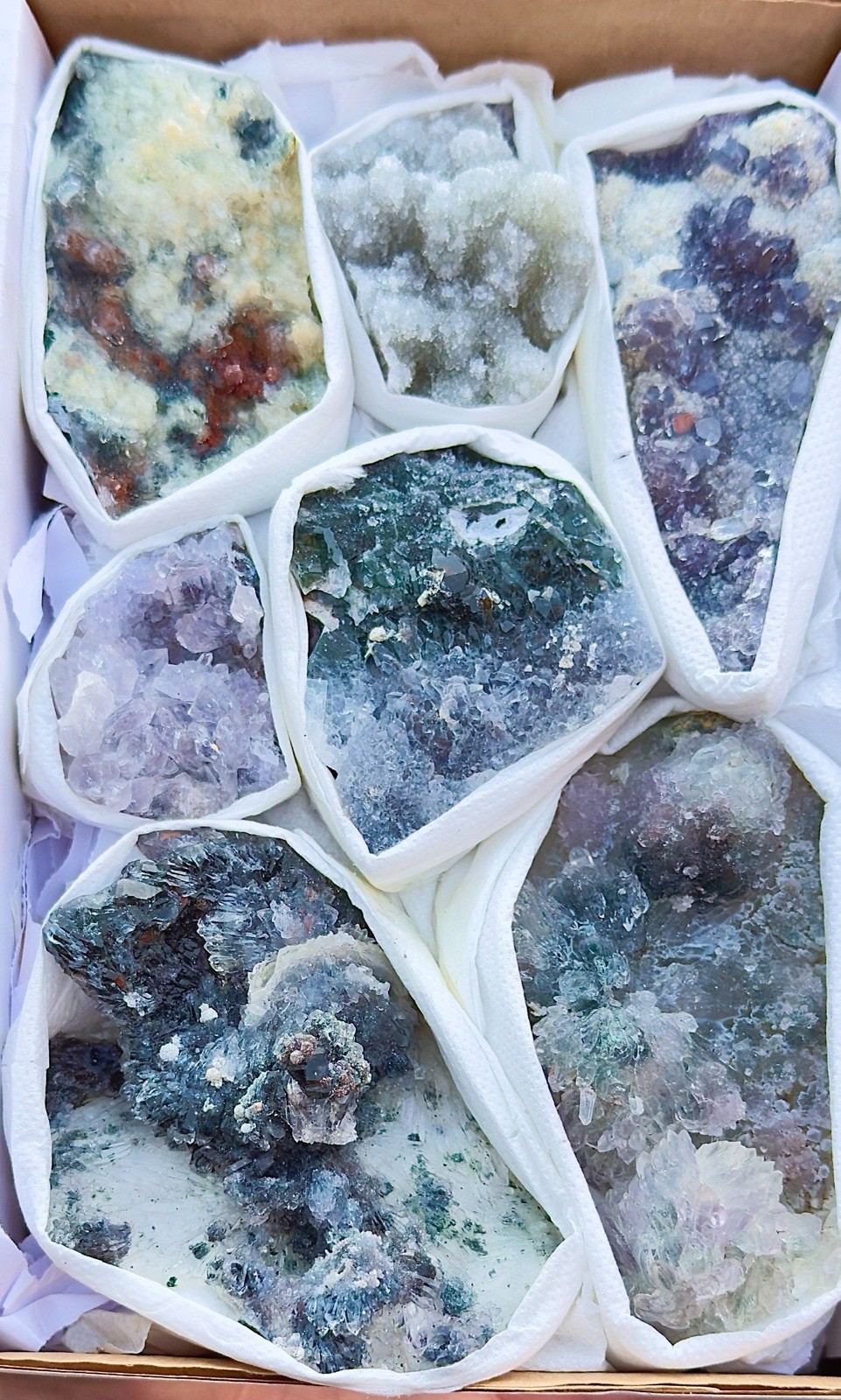 High Grade Amethyst Flower Zeolite Crystals Lot Whole Box! Specimens Brazil Gift