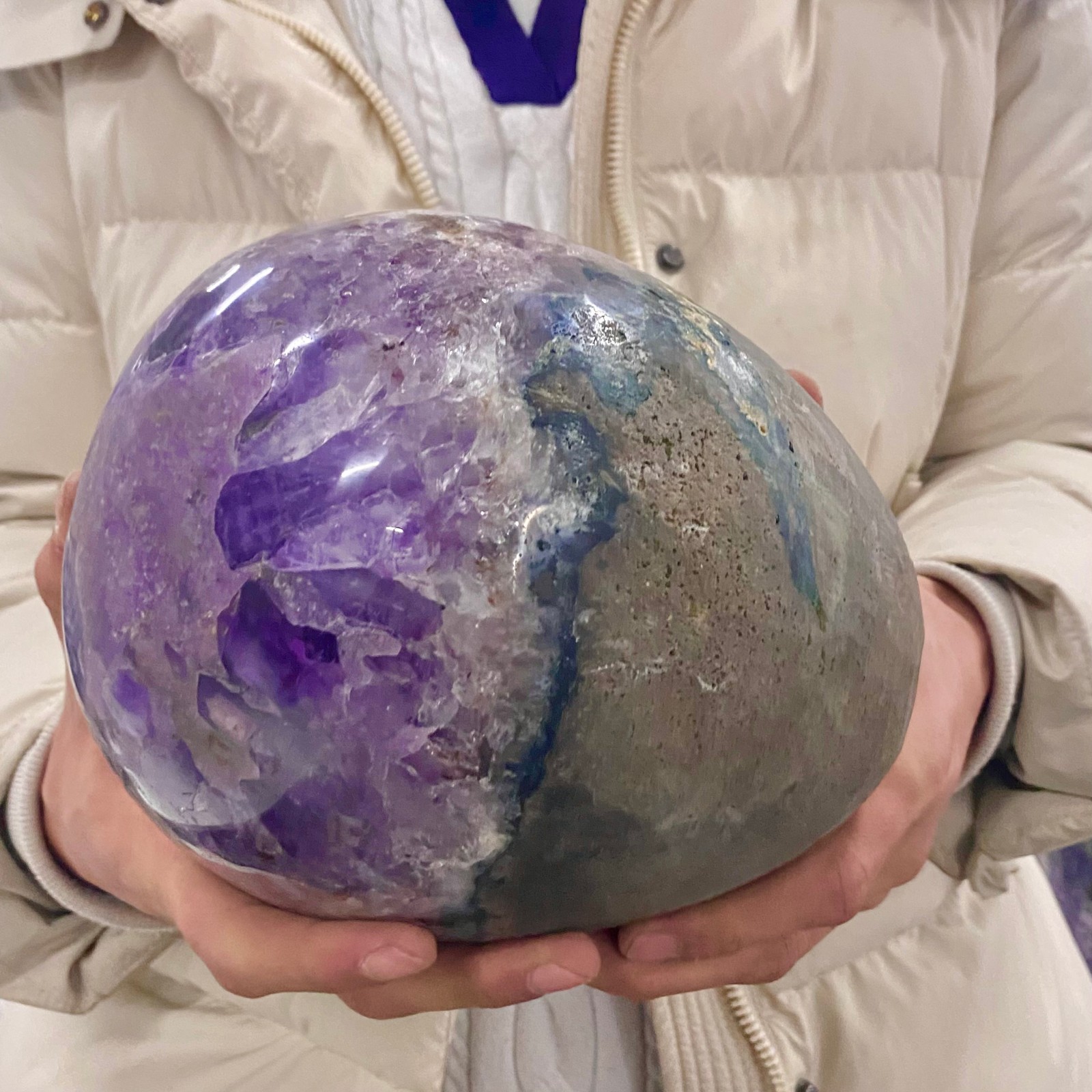 12.34LB Natural Amethyst geode quartz cluster crystal specimen energy healing